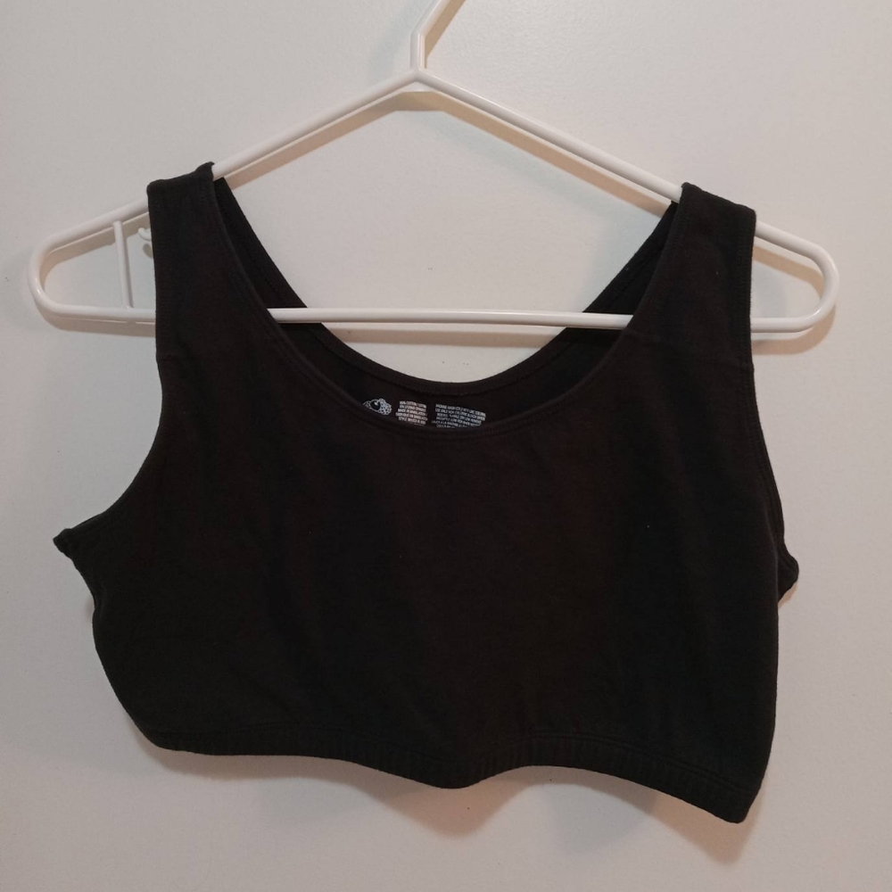 🤯2/$15 Fruit of the Loom Black Cotton Sports Bra/Crop Top Size 42
